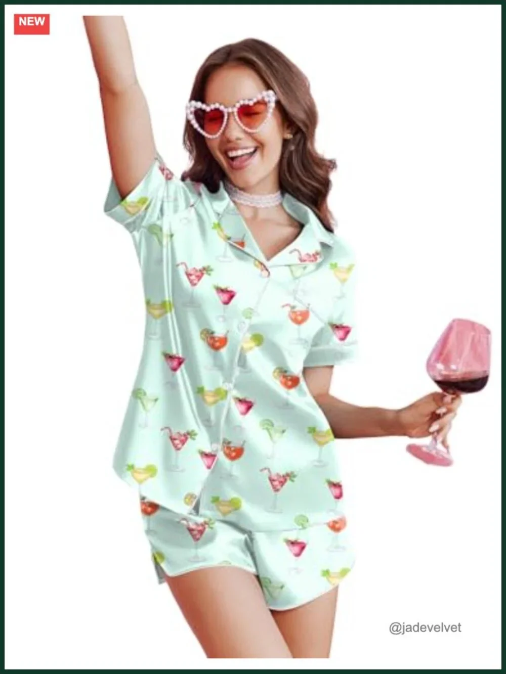 Satin Pajama Set Button Down Short Sleeve Top and Shorts Sleepwear